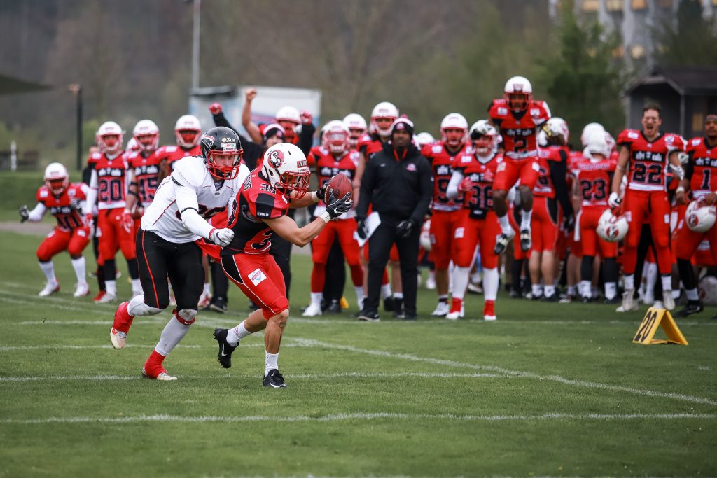 Die Stuttgart Scorpions besiegen die Düsseldorf in ihrem Preseason-Spiel mit 29:14. (Foto: Sarah Philipp)