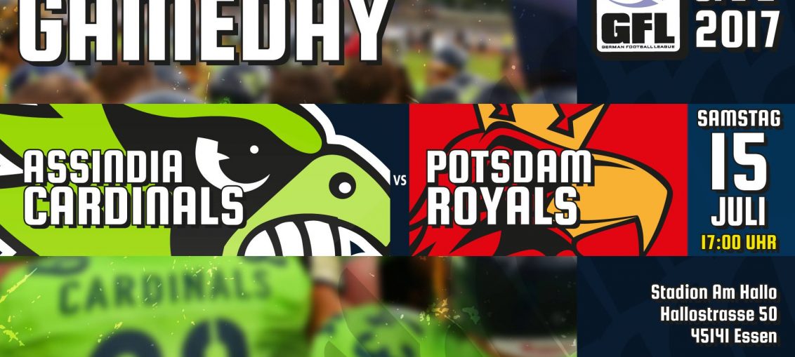 Assindia Cardinals gegen die Potsdam Royals am 15.7.2017 um 17 Uhr